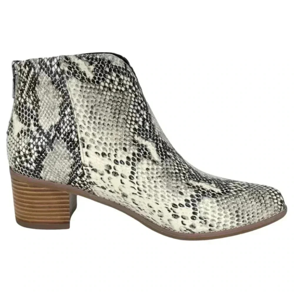 Aqua College Emily Leather Snake Print Waterproof Womens Booties Size 7M - Picture 4 of 14